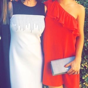 Joie one shoulder red ruffle dress